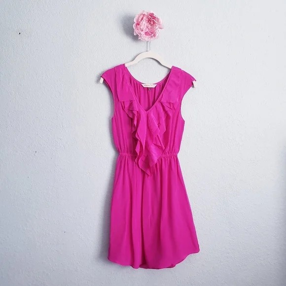 Rebecca Taylor | Dresses | Rebecca Taylor Hot Pink Cascading Ruffle Silk  Mini Dress | Poshmark